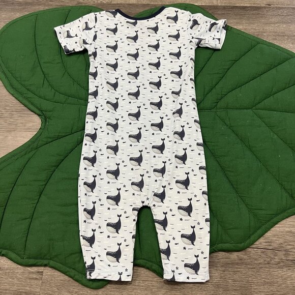 Sweet Bamboo Romper 18-24M Blue Whale Print Short Sleeve Jumpsuit - Picture 2 of 3